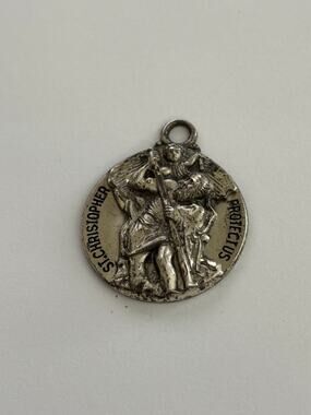 Vintage Sterling Silver St. Christopher Religious Pendant